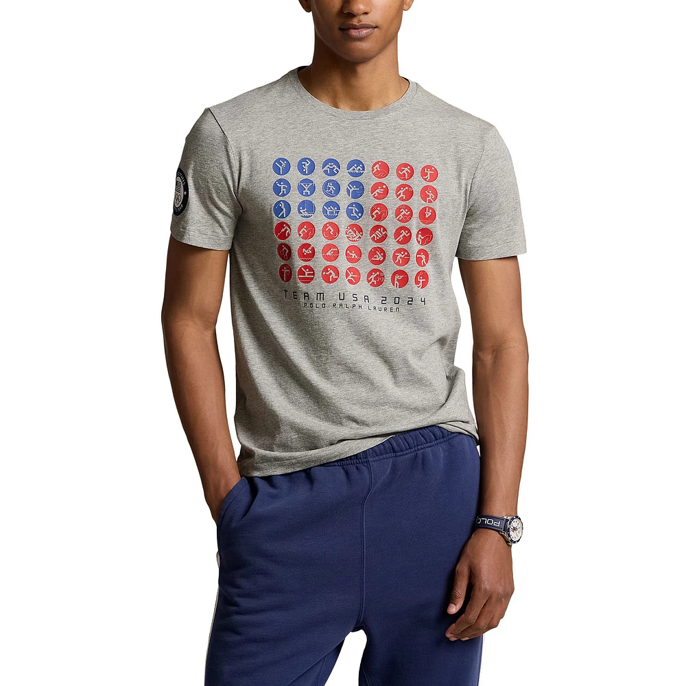 Men's Polo Ralph Lauren Gray Team USA 2024 Summer Olympics Villagewear Pictogram T-Shirt