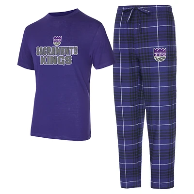 Men's Concepts Sport Purple/Black Sacramento Kings Vector Top & Flannel Pants Sleep Set