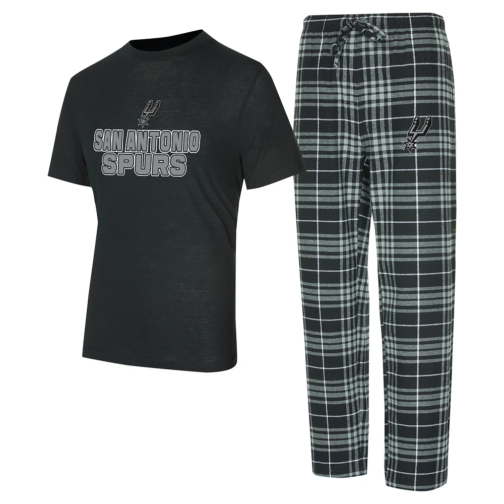 Men's Concepts Sport Black/Gray San Antonio Spurs Vector Top & Flannel Pants Sleep Set