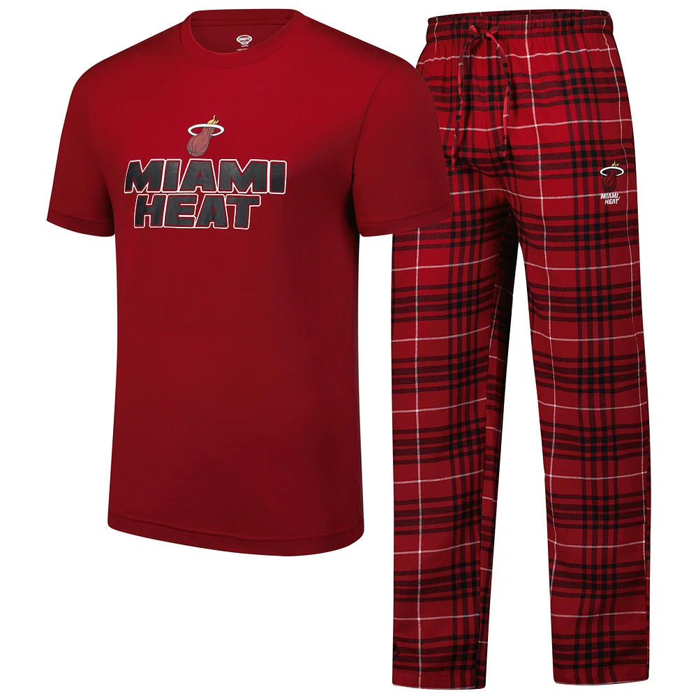 Men's Concepts Sport Red Miami Heat Vector Top & Flannel Pants Sleep Set