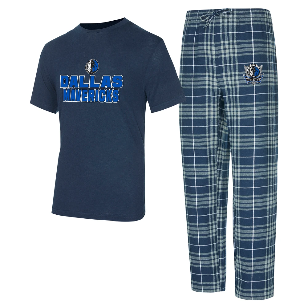 Men's Concepts Sport Navy/Gray Dallas Mavericks Vector Top & Flannel Pants Sleep Set