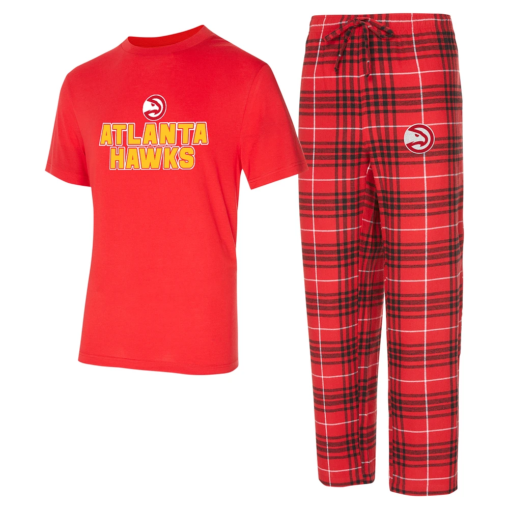 Men's Concepts Sport Red/Black Atlanta Hawks Vector Top & Flannel Pants Sleep Set