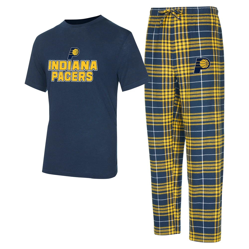 Men's Concepts Sport Navy/Gold Indiana Pacers Vector Top & Flannel Pants Sleep Set