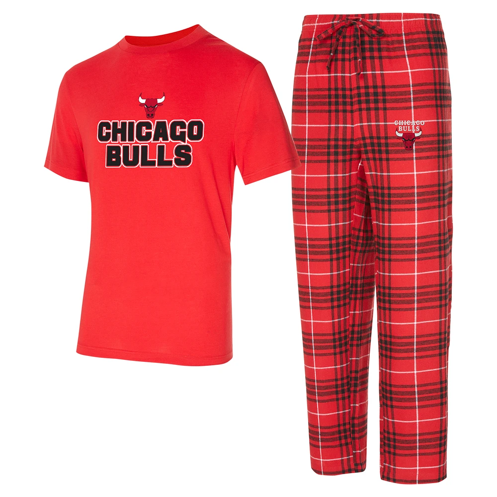 Men's Concepts Sport Red/Black Chicago Bulls Vector Top & Flannel Pants Sleep Set