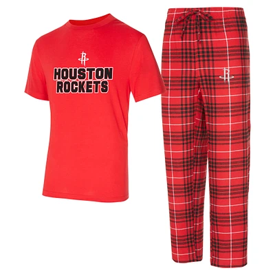 Men's Concepts Sport Red/Black Houston Rockets Vector Top & Flannel Pants Sleep Set