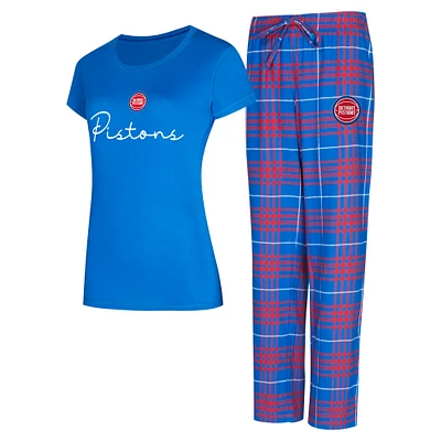 Women's Concepts Sport Blue/Red Detroit Pistons Vector Top & Flannel Pants Sleep Set