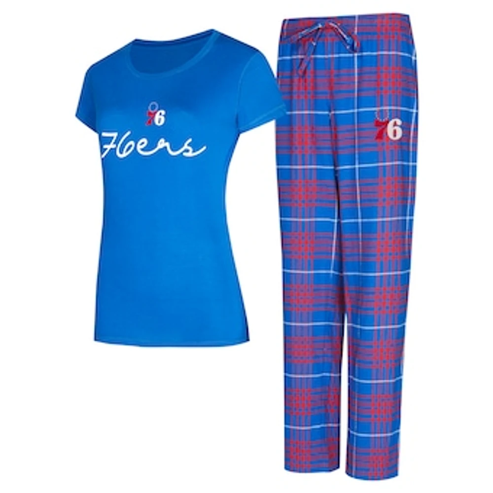 Women's Concepts Sport Royal/Red Philadelphia 76ers Vector Top & Flannel Pants Sleep Set