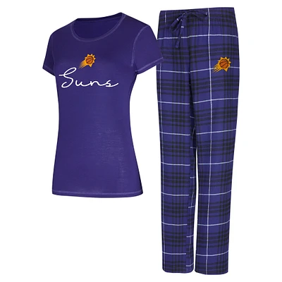 Women's Concepts Sport Purple/Black Phoenix Suns Vector Top & Flannel Pants Sleep Set