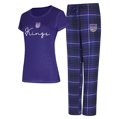 Women's Concepts Sport Purple/Black Sacramento Kings Vector Top & Flannel Pants Sleep Set