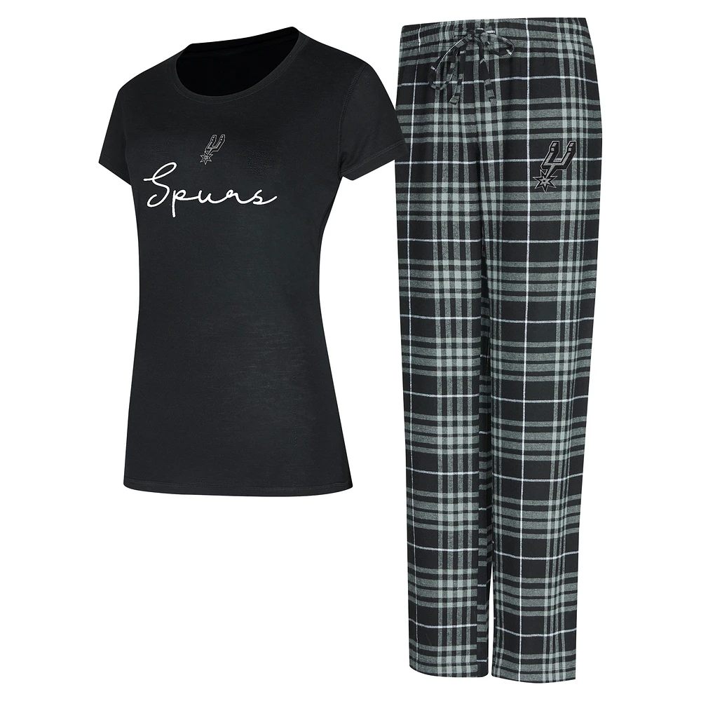 Women's Concepts Sport Black/Gray San Antonio Spurs Vector Top & Flannel Pants Sleep Set