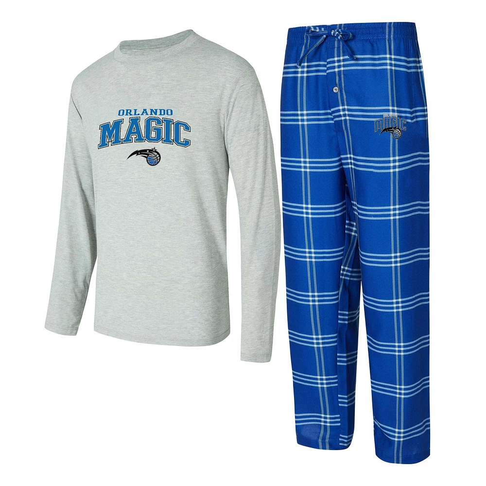 Men's Concepts Sport Blue/Gray Orlando Magic Petition Long Sleeve Top and Plaid Pant Set