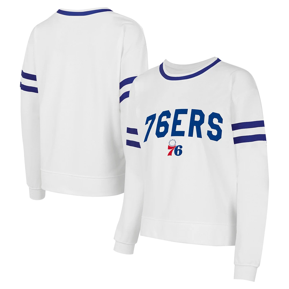 Women's Concepts Sport White Philadelphia 76ers Borough Pullover Sweatshirt