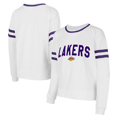 Women's Concepts Sport White Los Angeles Lakers Borough Pullover Sweatshirt