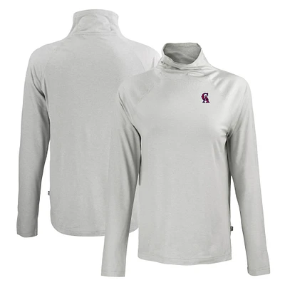 Women's Cutter & Buck Gray California Angels Cooperstown Collection Coastline Epic Comfort Eco Recycled Funnel Neck Raglan Pullover Top