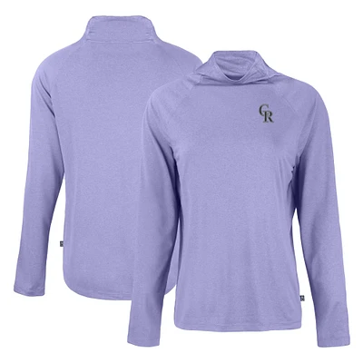 Women's Cutter & Buck Purple Colorado Rockies Coastline Epic Comfort Eco Recycled Funnel Neck Raglan Pullover Top