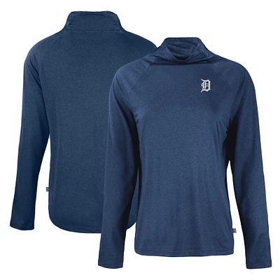 Women's Cutter & Buck Navy Detroit Tigers Coastline Epic Comfort Eco Recycled Funnel Neck Raglan Pullover Top