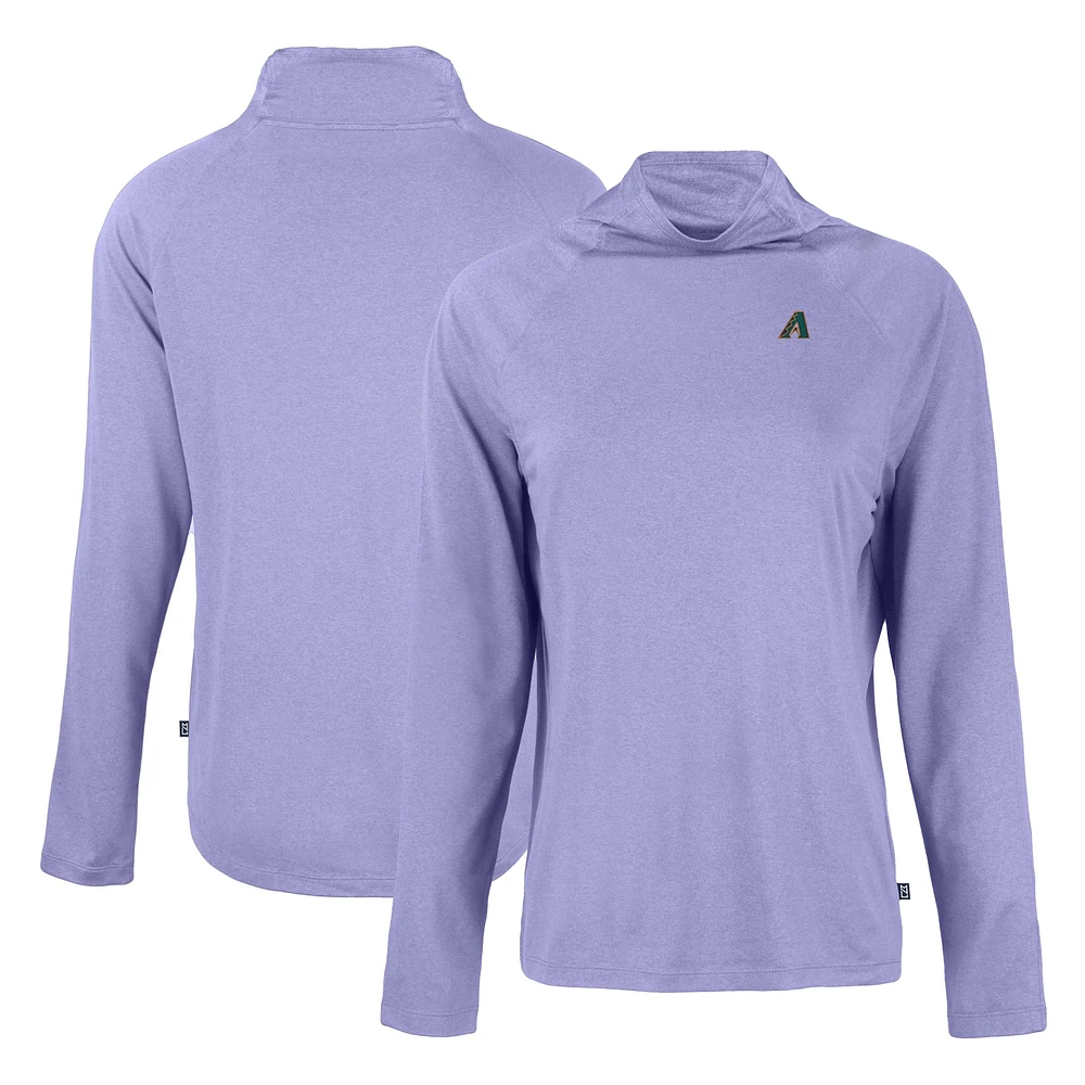 Women's Cutter & Buck Purple Arizona Diamondbacks Cooperstown Collection Coastline Epic Comfort Eco Recycled Funnel Neck Raglan Pullover Top