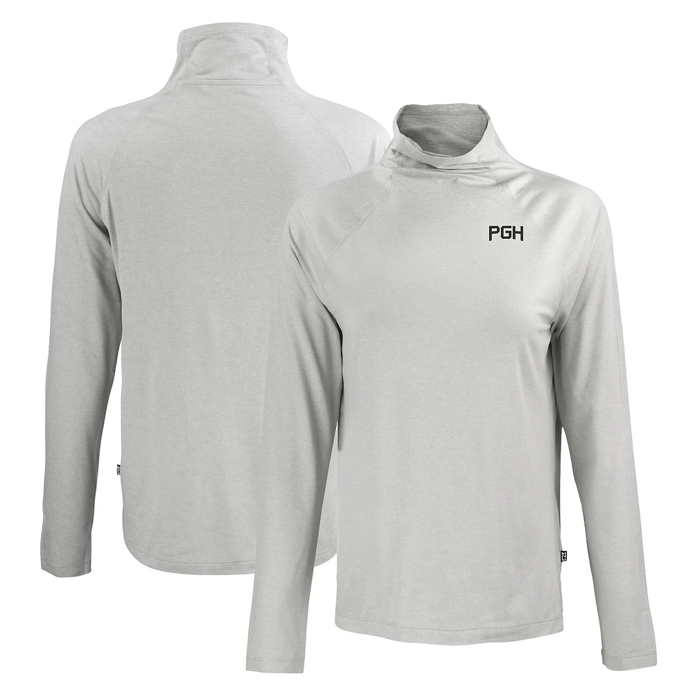 Women's Cutter & Buck Gray Pittsburgh Pirates City Connect Coastline Epic Comfort Eco Recycled Funnel Neck Raglan Pullover Top