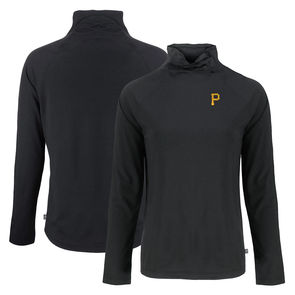 Women's Cutter & Buck Black Pittsburgh Pirates Coastline Epic Comfort Eco Recycled Funnel Neck Raglan Pullover Top