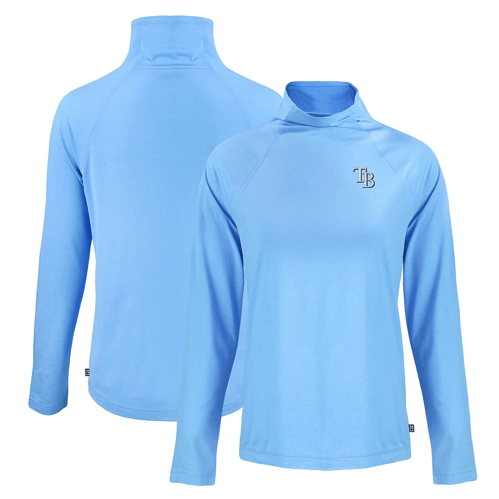 Women's Cutter & Buck Powder Blue Tampa Bay Rays Coastline Epic Comfort Eco Recycled Funnel Neck Raglan Pullover Top