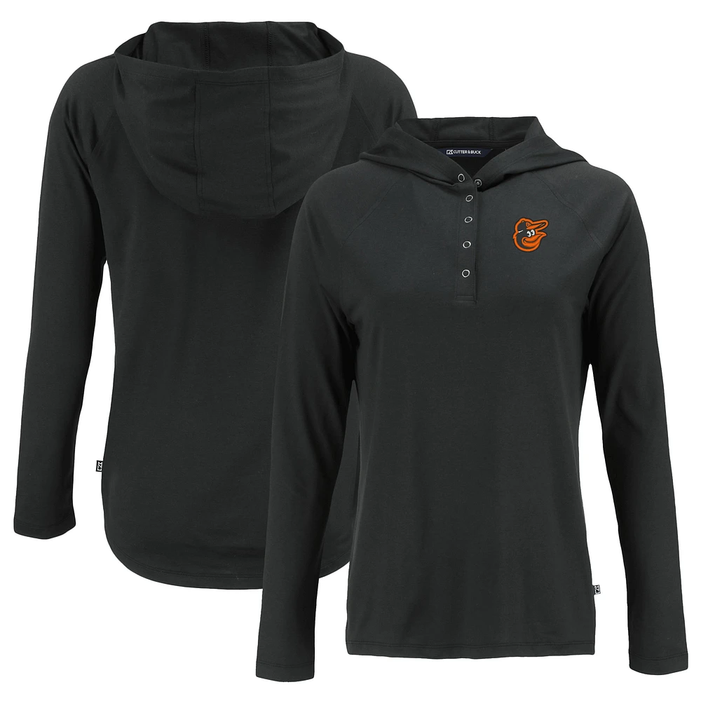Women's Cutter & Buck Baltimore Orioles Coastline Epic Comfort Eco Recycled Hoodie Raglan Long Sleeve T-Shirt