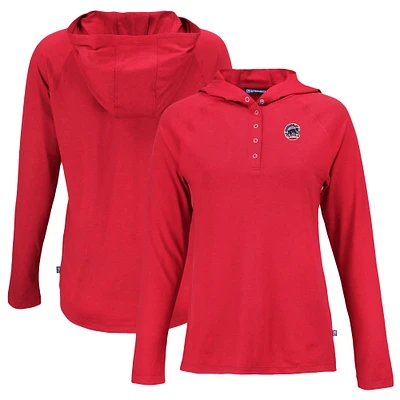 Women's Cutter & Buck Red Chicago Cubs Stars And Stripes Coastline Epic Comfort Eco Recycled Hoodie Raglan Long Sleeve T-Shirt