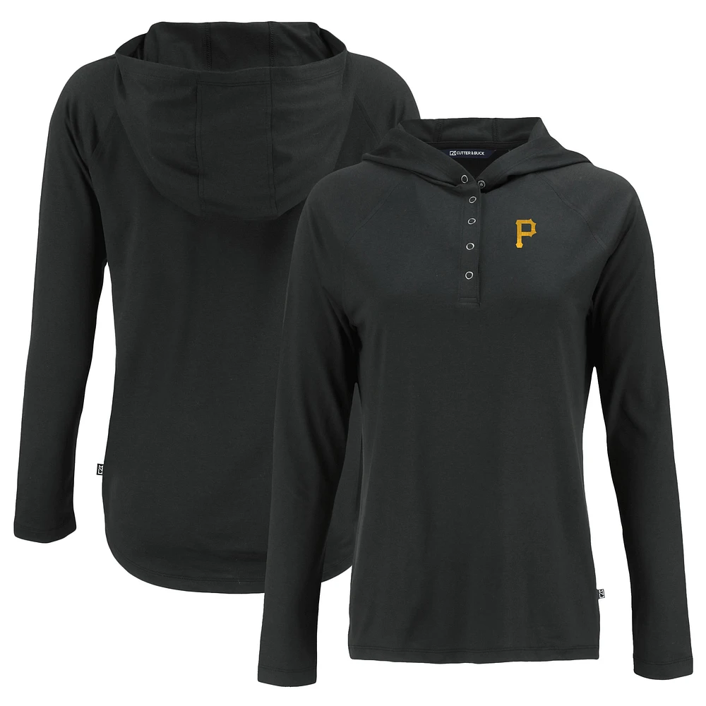 Women's Cutter & Buck Black Pittsburgh Pirates Coastline Epic Comfort Eco Recycled Hoodie Raglan Long Sleeve T-Shirt