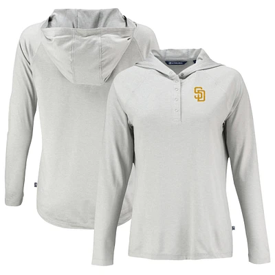 Women's Cutter & Buck Gray San Diego Padres Coastline Epic Comfort Eco Recycled Hoodie Raglan Long Sleeve T-Shirt