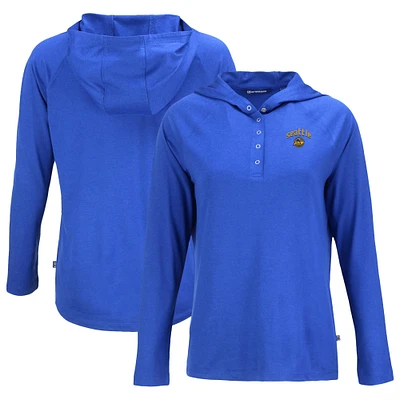 Women's Cutter & Buck Royal Seattle Mariners City Connect Coastline Epic Comfort Eco Recycled Hoodie Raglan Long Sleeve T-Shirt