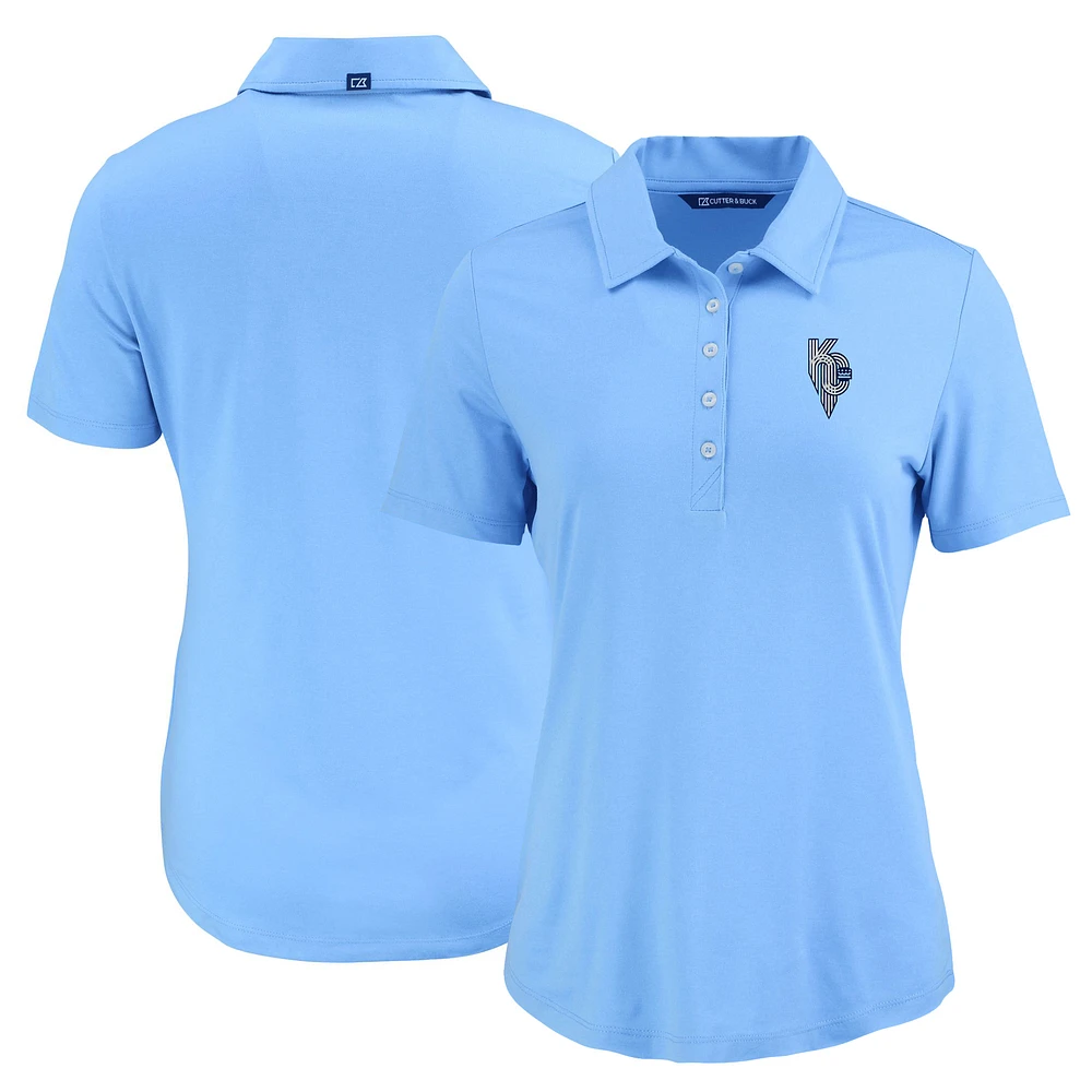 Women's Cutter & Buck Powder Blue Kansas City Royals City Connect Coastline Epic Comfort Eco Recycled Polo