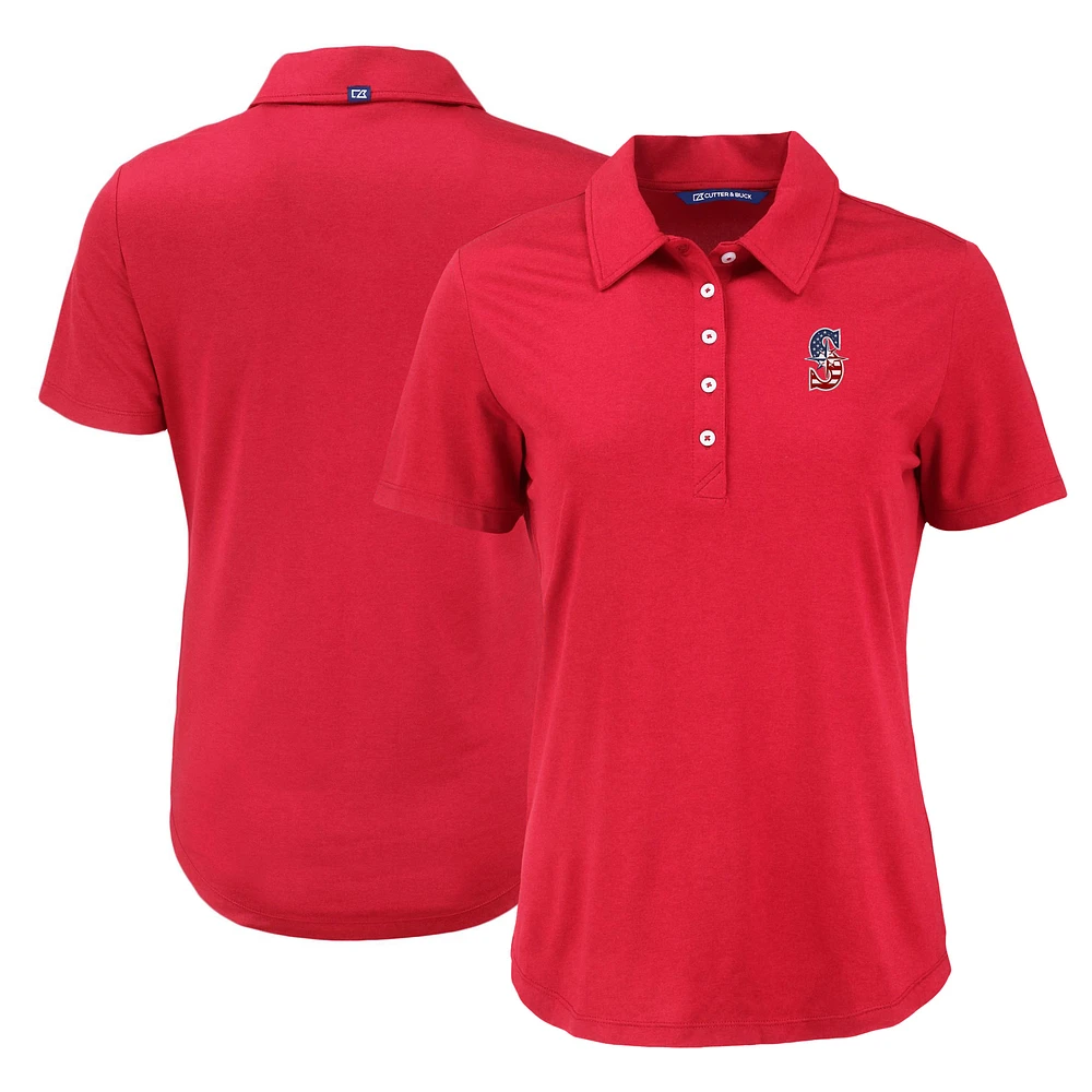 Women's Cutter & Buck Red Seattle Mariners Stars And Stripes Coastline Epic Comfort Eco Recycled Polo
