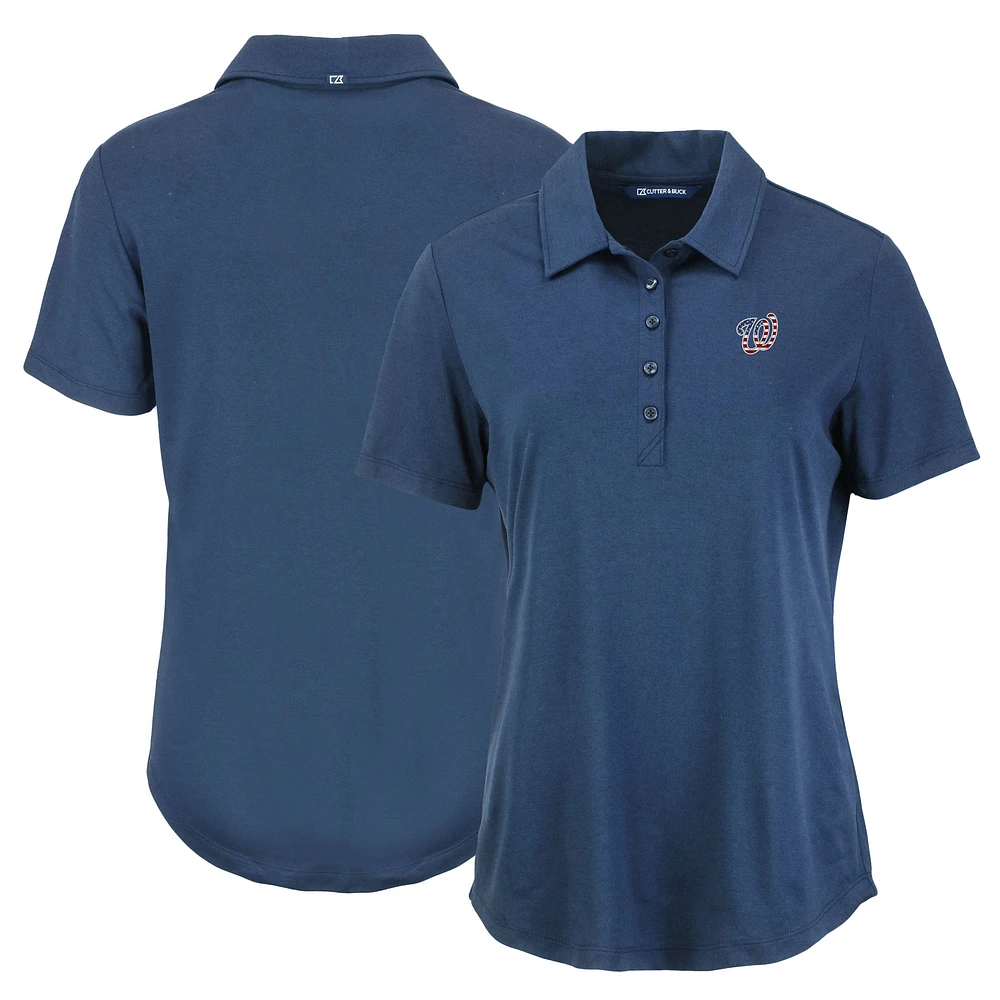 Women's Cutter & Buck Navy Washington Nationals Stars And Stripes Coastline Epic Comfort Eco Recycled Polo
