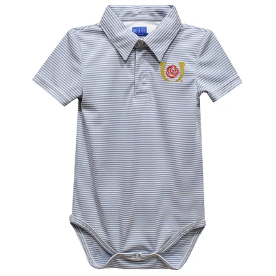 Infant Vive La Fete Gray Kentucky Derby Pencil Stripe Polo Bodysuit