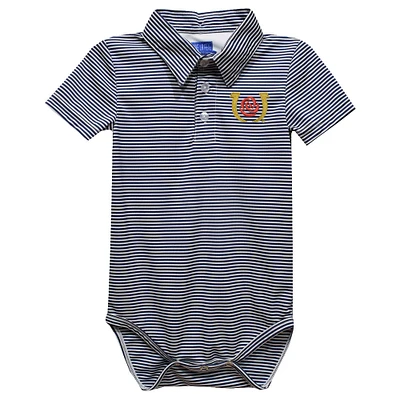 Infant Vive La Fete Navy Kentucky Derby Pencil Stripe Polo Bodysuit