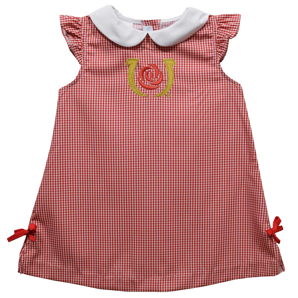 Toddler Girls Vive La Fete Red Kentucky Derby Mini Check Pattern A-Line Dress