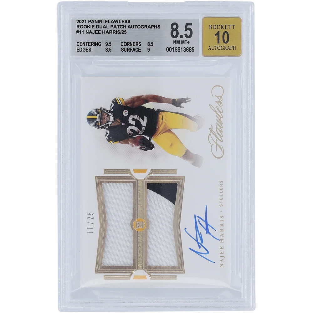 Najee Harris Pittsburgh Steelers Autographed 2021 Panini Flawless Dual Relic #RDPA-NHA #10/25 BGS Authenticated 8.5/10 Rookie Card - 9.5,8.5,8.5,9 Subgrades