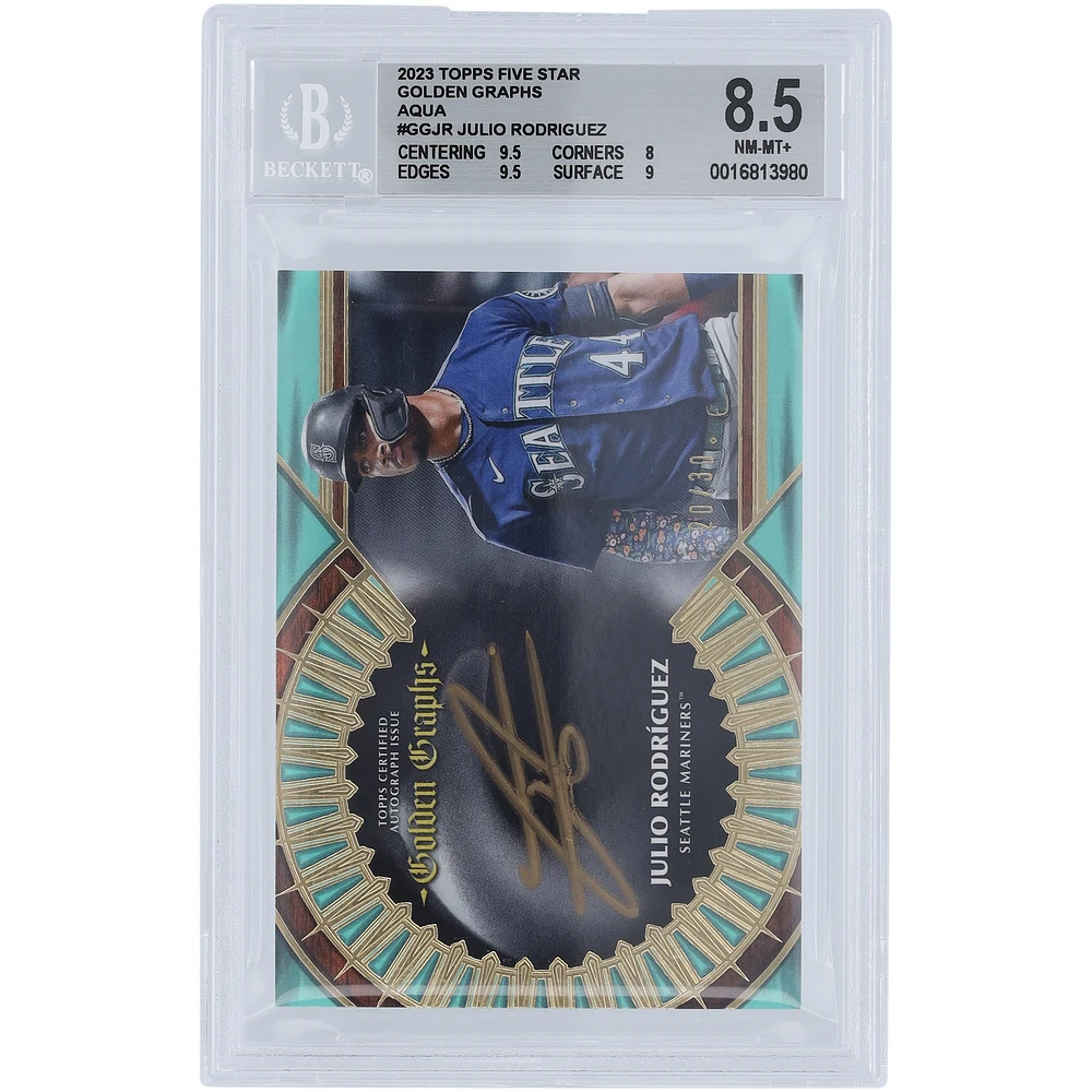Julio Rodríguez Seattle Mariners Autographed 2023 Topps Five Star Golden Graphs Aqua #GG-JR #20/30 BGS Authenticated 8.5 Card - 9.5,8,9.5,9 Subgrades