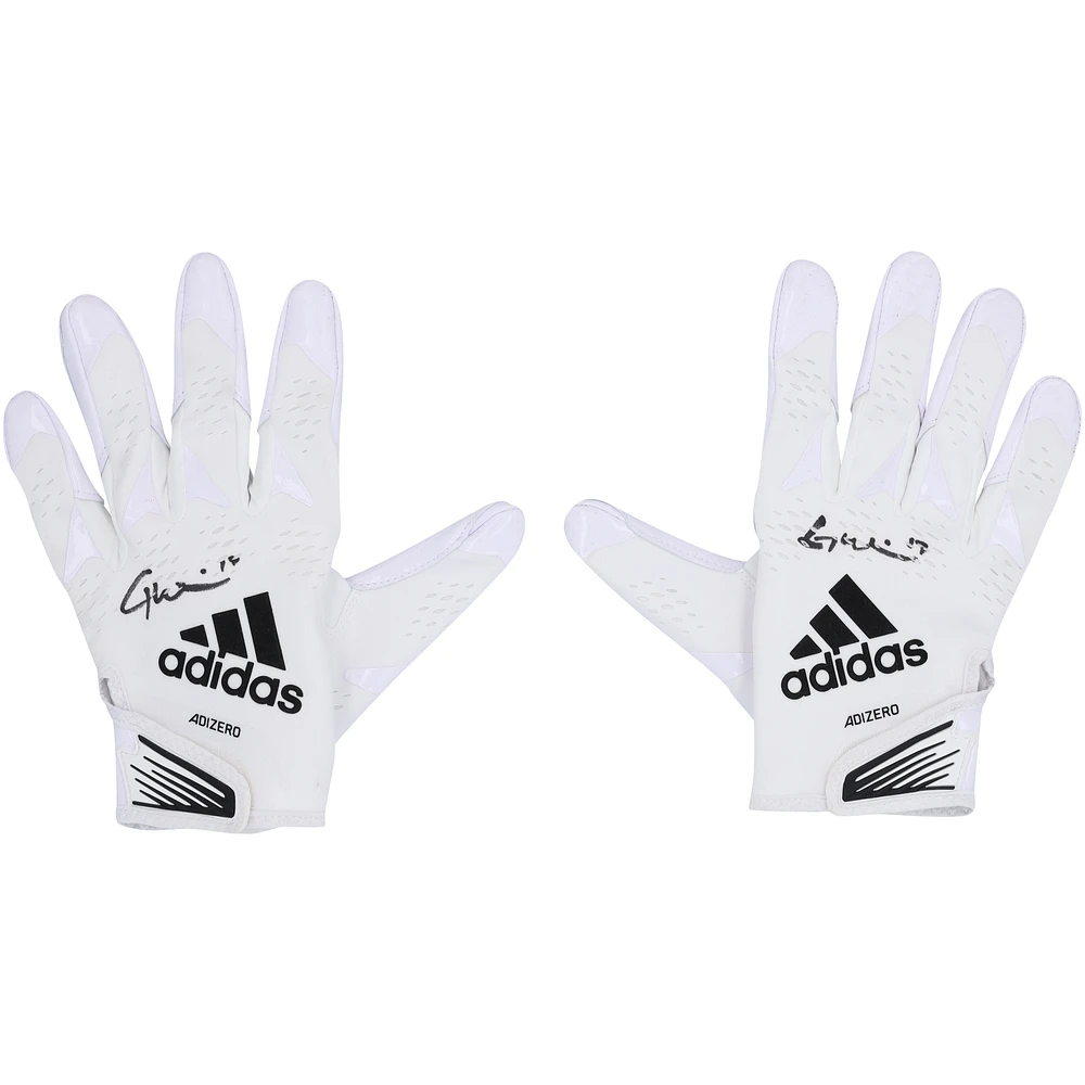 Garrett Wilson New York Jets Autographed Game-Used White adidas Gloves vs. Atlanta Falcons on December 3, 2023