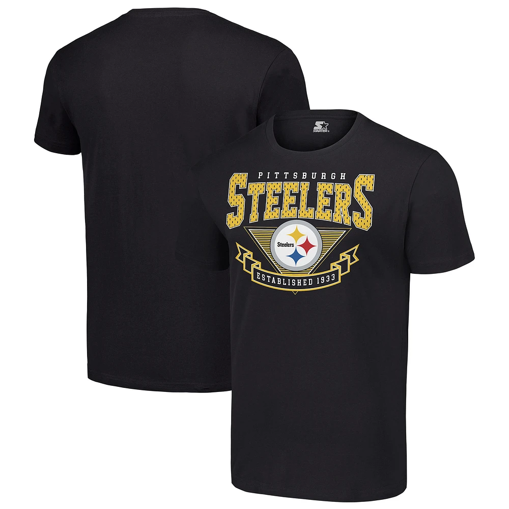 Men's Starter Black Pittsburgh Steelers 80s Inspired Team Logo T-Shirt