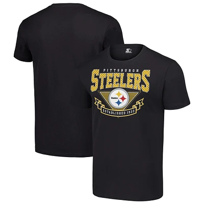 Men's Starter Black Pittsburgh Steelers 80s Inspired Team Logo T-Shirt