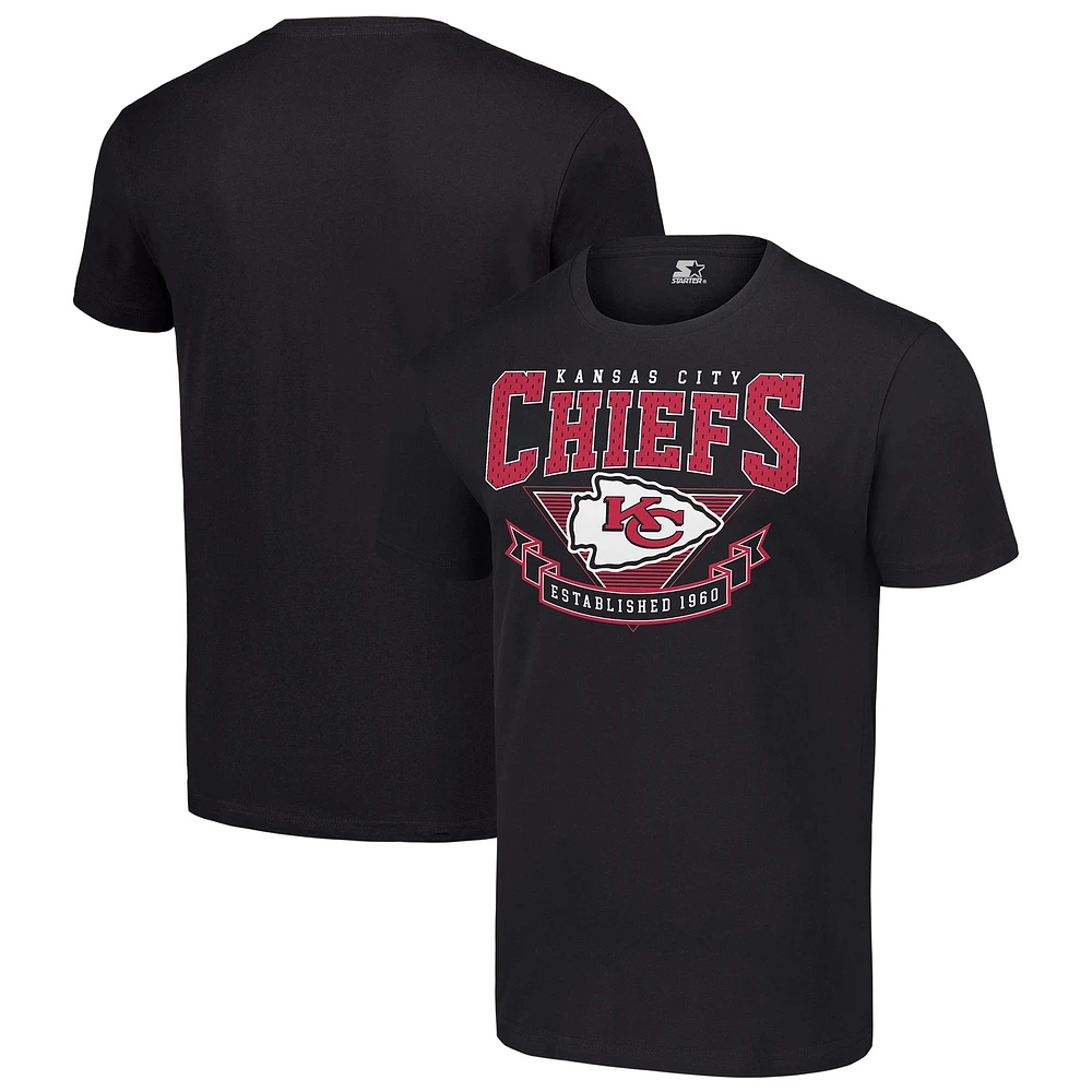 Men's Starter Black Kansas City Chiefs 80s Inspired Team Logo T-Shirt