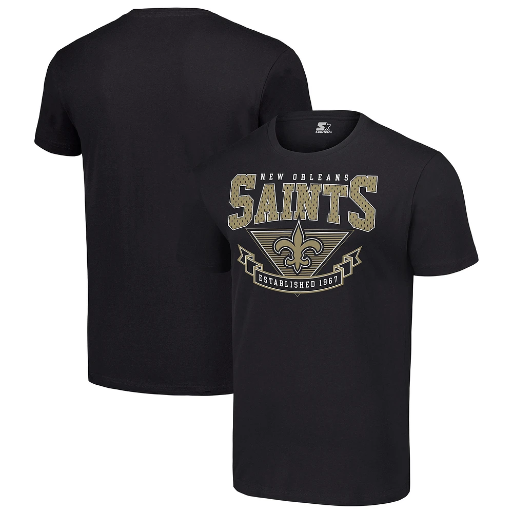 Men's Starter Black New Orleans Saints 80s Inspired Team Logo T-Shirt