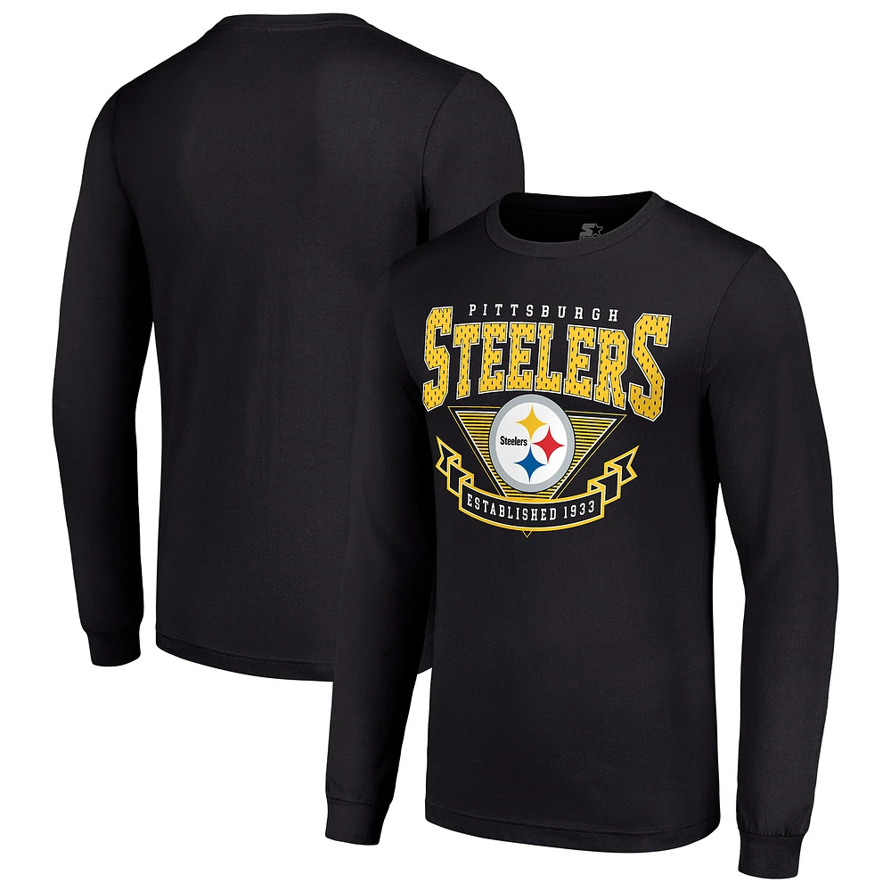 Men's Starter Pittsburgh Steelers '80s Inspired Team Logo Long Sleeve T-Shirt
