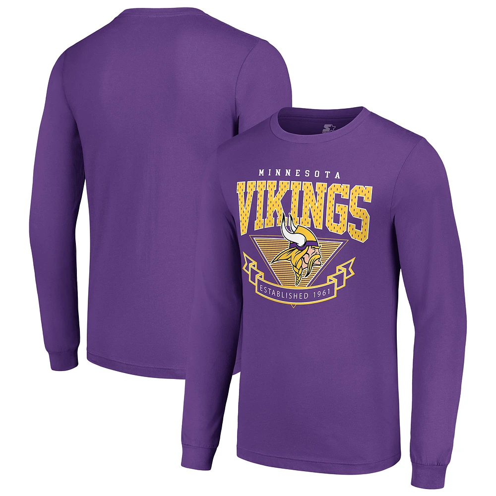 Men's Starter Minnesota Vikings '80s Inspired Team Logo Long Sleeve T-Shirt