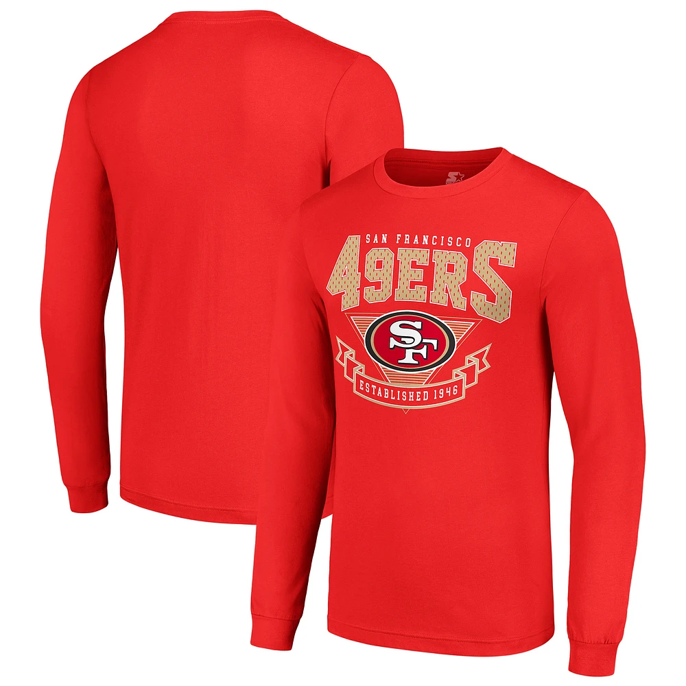 Men's Starter Scarlet San Francisco 49ers '80s Inspired Team Logo Long Sleeve T-Shirt