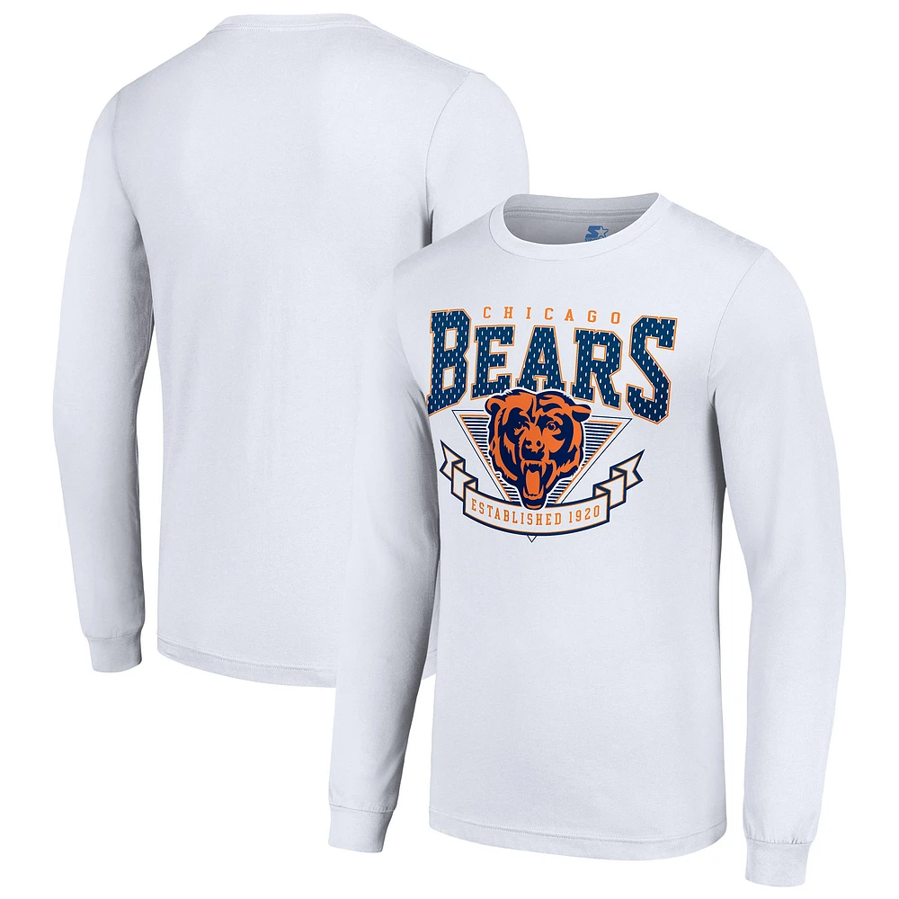 Men's Starter White Chicago Bears '80s Inspired Team Logo Long Sleeve T-Shirt