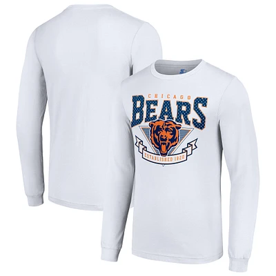 Men's Starter White Chicago Bears '80s Inspired Team Logo Long Sleeve T-Shirt