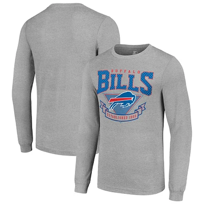 Men's Starter Heather Gray Buffalo Bills '80s Inspired Team Logo Long Sleeve T-Shirt