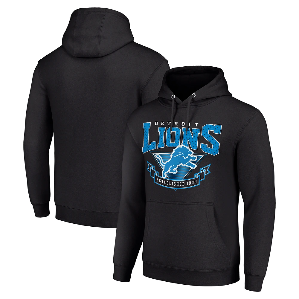 Men's Starter Black Detroit Lions ‘80s Inspired Pullover Hoodie