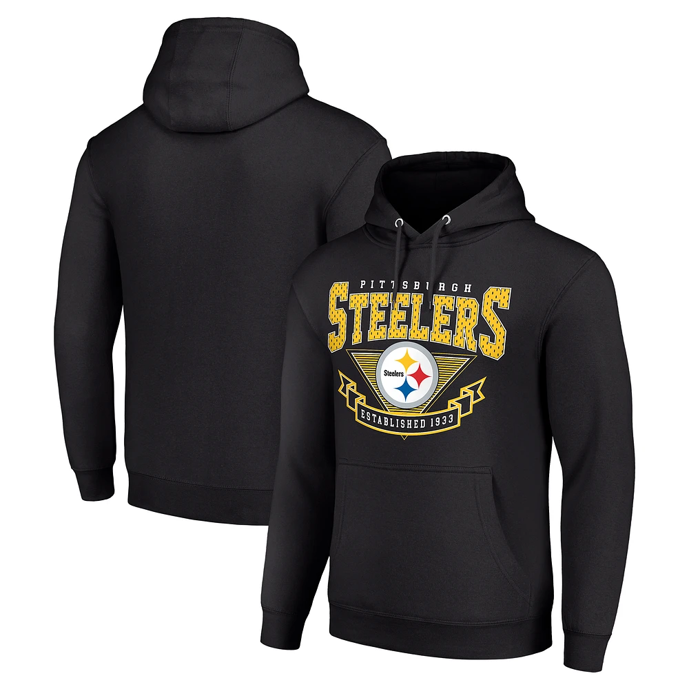 Men's Starter Black Pittsburgh Steelers ‘80s Inspired Pullover Hoodie